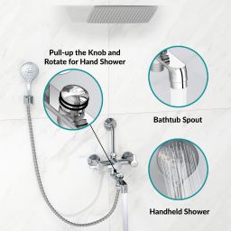 plantex Pure Brass Flora Wall Mixer 3 in 1 with Hot & Cold Water Feature with Long Bend Pipe & Flange (FLO-819) FLO-819 Mixer Faucet image 2