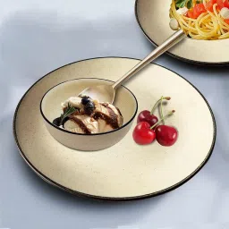 pure source india Pack of 4 Ceramic Plates & Bowls - Elegant and Durable Dining Set for 2 Family Members Dinner Set image 5