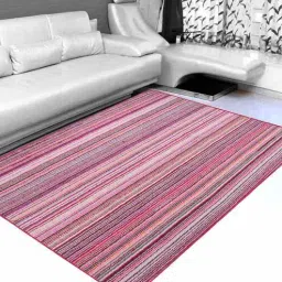 saral home Pink Microfibre Striped 4 x 6 Feet Hand Woven Carpet-picture-34
