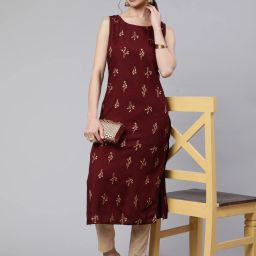 Women Floral Print Viscose Rayon Straight Kurta-image-37