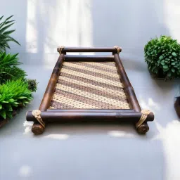 haksap Bamboo Serving Tray | Modern Style With Handle Bamboo Tray For Breakfast Tray image 3