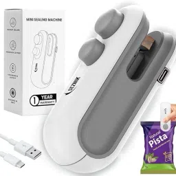 Portable Mini Sealing Machine 2 in 1 Rechargeable,Magnetic,Heat Seal with Cutter Digital Battery Tester-18