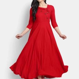Women Gown Red Ankle Length Dress-image-93