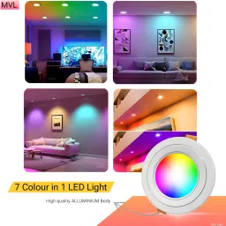 mvl 9W 7-in-1 Round LED Conceal Panel Down Light Colour Changing Light (Red/Blue/Pink/Green/Yellow/Sky-blue/White, Pack of 5) Ceiling Light Ceiling Lamp image 4