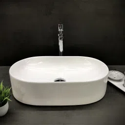 Table Top Premium Designer Ceramic Wash Basin(White) (20*12*5)(White) Table Top Basin-image-55