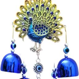 Peacock Evil Eye Wind Chime | Decorative Hanging with 5 Bells Aluminium Windchime-image-46