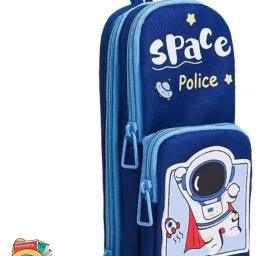Cute School Bag Shape Pencil Pouch – Cloth Material Space Police, Panda, Don't Care Art Canvas Pencil Box-12