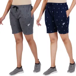Pack of 2 Printed Men Dark Blue, Grey Regular Shorts-image-97