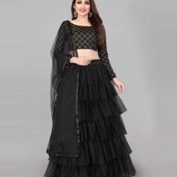 Solid, Embroidered Semi Stitched Lehenga Choli-image-54