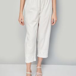 max Women Regular Fit White Cotton Blend Trousers-picture-14