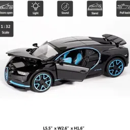 funablo Diecast Bugatti Toy Car Scale Model,Pull Back Vehicles Alloy Simulation Supercar image 4