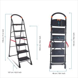 trendy 6 Step Heavy Duty Foldable Step Ladder with Anti-Skid Shoes and Extra Strong Steel Ladder image 2