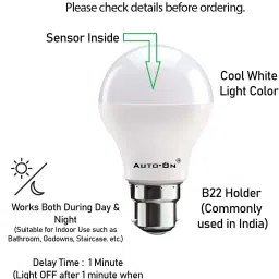 auto-on Motion Sensor Automatic LED Bulb - 9 Watts | One Year Warranty - Motion Sensor Light image 4