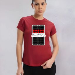 Women Graphic Print Round Neck Polyester Maroon T-Shirt-image-101
