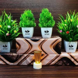 Ytc Artificial Plant with Pot (15 cm, Green) Bonsai Artificial Plant with Pot-2