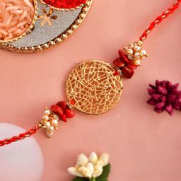 Aapno Rajasthan Unisex Beaded Rakhi with Roli & Rice with Card-image-21