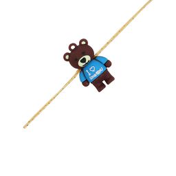 Arendelle Boys Gold-Plated Brown & Blue Teddy Bear Rakhi-image-91