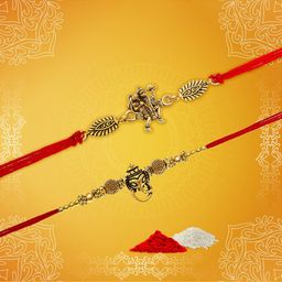 Aadita Men Set Of 2 Beaded Bhaiaya Bhabhi Handmade Rakhi-image-83