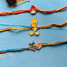 Mahi Set Of 3 Enamelled Cartoon Rakhis-33