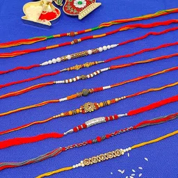 Crayton Set of 10 Artificial Stones & Beads Rakhi-image-14