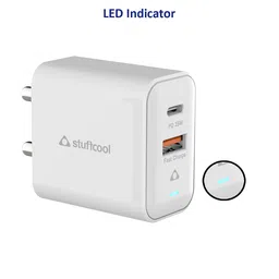 Stuffcool Flow 25W Type A & Type C 2-Port Fast Charger (Adapter Only, BIS Approved, White) image 4