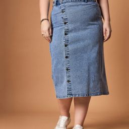 Women Solid A-line Blue Skirt-image-83