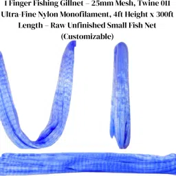 1 Finger Jaal 25mm Mesh Fishing Gillnet – Twine 011, 4ft x 250ft, Raw Net Fishing Net-picture-25