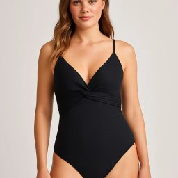 EK-BODYSUIT-4 Solid Women Swim-dress Black Swimsuit-image-54