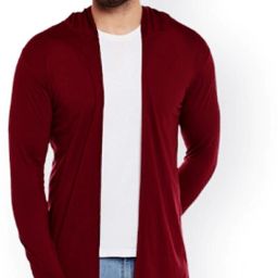 Men Asymmetric Full Sleeve Maroon Shrug-image-80