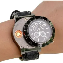 play run USB Charging Cigarette hand Watch Electronic Watch lighter Multi-function Electric Cigarette Lighter | Clock Sports USB Rechargeable Lighter Camp Fire Windproof Flameless Cigarette Lighter Hand Watch Lighter Flame less Cigarette Lighter-1