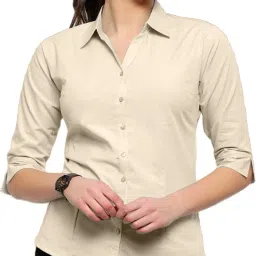 Women Regular Fit Solid Curved Collar Casual Shirt-image-48