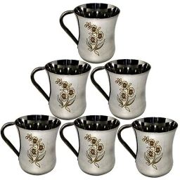(Pack of 6) Stainless steel Tea/Coffee Cup Glass Set Water/Juice Glass-image-93