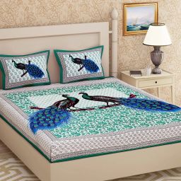 144 TC Cotton Double Jaipuri Prints Flat Bedsheet-image-13
