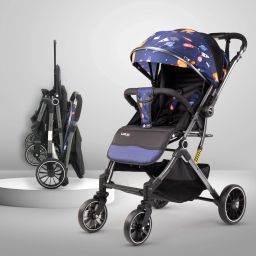 Alpha Baby Stroller / Pram with 5 point Safety Harness, Reversible Handle bar, Stroller-14