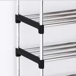 krishyam ® 5 layer Stackable Shoe Rack, Free-standing Stainless Steel Shoe Storage Shelf PP Collapsible Wardrobe image 5