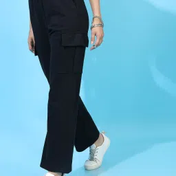 Women Solid Black Track Pants-image-75