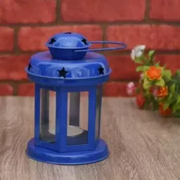 Lantern For Home Decor | Light | Lamp | Festivals Garden Hanging (131) Blue Metal Table Lantern-image-96