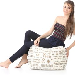 style homez Large Square Cotton Canvas Abstract Printed Ottoman Bean Bag Footstool With Bean Filling image 3