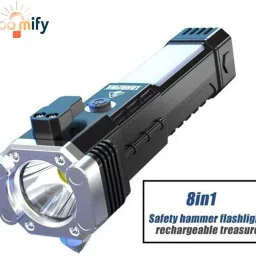bloomify BMT-H66 Rechargeable LED Flashlight with Window Breaker & Seatbelt Cutter 5 hrs Torch Emergency Light image 2