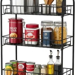 Containers Kitchen Rack 3-Tier Multipurpose Countertop Storage Rack for Organizing Jars, Spice & More Steel-picture-12