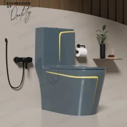 11013 Ceramic Slate Grey commode with Yellow Line Finishing 11013 Western Commode-20