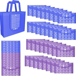 Pack of 48 Smile Foldable Grocery/Shopping Bags For Women | Dark Blue & Purple Pack of 48 Grocery Bags-image-84