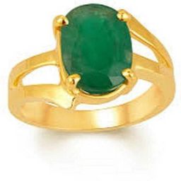Emerald Panna Ring Certified Loose Gemstone Ring Brass Emerald Gold Plated Ring-image-95