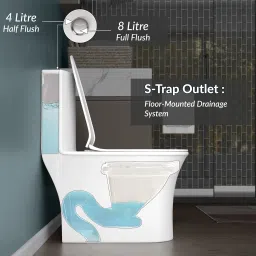 plantex Commode for Toilet/One Piece Western Commode with Shiphonic Flush/ Commode with Soft Closing Toilet Seat - S Trap - (APS-HEXA-21013) Western Commode image 5