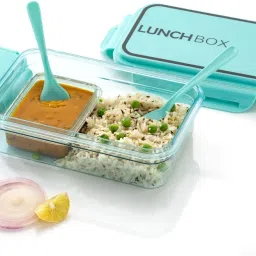 Leak Proof Lunch Box Plastic| 1spoon+1 ork| Large Size Clip Lock 2 Containers Lunch Box-23