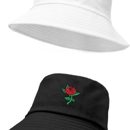 poshing Cute Daisy Embroidered Unisex foldable cotton Reversible Bucket Hat-image-20
