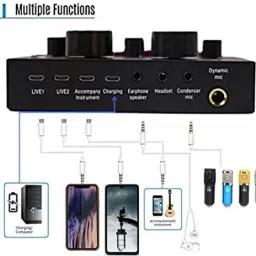 zhizuka Condenser Microphone with V8 Sound Card | Recording, Stream, Podcast & Broadcast Microphone image 2