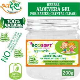 ECOSOFT AYURVEDA New Organic Powerful Benefits of Aloe Vera Gel for Babies,Treating Baby Eczema,Treating Diaper Rash,for Babies’ Cuts and Burns.For Skin Lightening , Glowing Skin. Great for Face, Hair, Sunburn Relief, Dry Skin Hydration.100% Natural Ingredients-No Paraben. 200 gm.-66