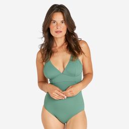 Women’s textured 1-piece surf swimsuit - Bea khaki-13