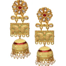Ozanoo Gold-Plated Floral Jhumkas Earrings-image-54